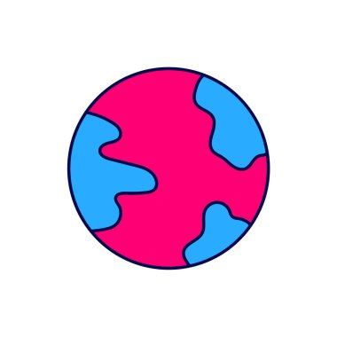 Doldurulmuş dünya çapında simge beyaz arkaplanda izole edildi. Yerküreye iğnele. Vektör.