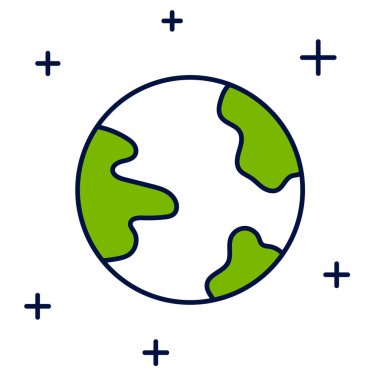 Doldurulmuş dünya çapında simge beyaz arkaplanda izole edildi. Yerküreye iğnele. Vektör.