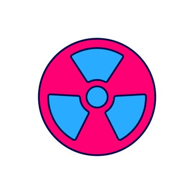 Beyaz arkaplanda izole edilmiş Radyoaktif simge dolduruldu. Radyoaktif zehirli sembol. Radyasyon tehlikesi işareti. Vektör.