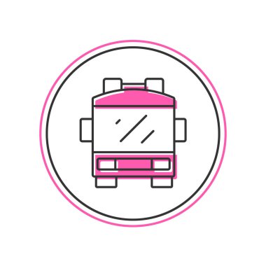 Beyaz arka planda izole edilmiş ana hatlı itfaiye aracı simgesi. İtfaiye. İtfaiyeciler acil durum aracı. Vektör.