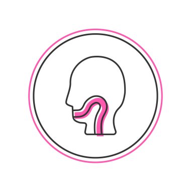 Beyaz arka planda izole edilmiş kesik boğaz ikonu. Boğaz ağrısı. Grip, grip, grip, anjin. Sağlık ve sağlık hizmetleri. Vektör.