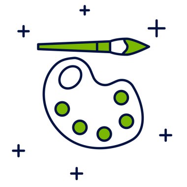 Beyaz arkaplanda izole edilmiş palet simgesiyle boyanmış taslak fırça. Vektör.