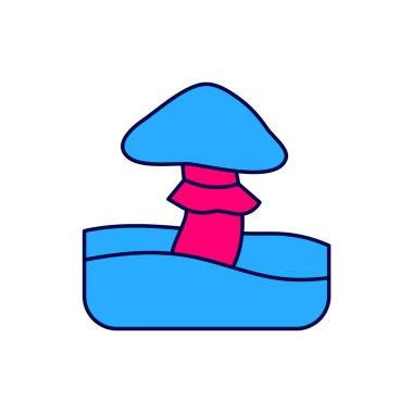 Beyaz arkaplanda izole edilmiş ana hatlı mantar ikonu. Vektör.