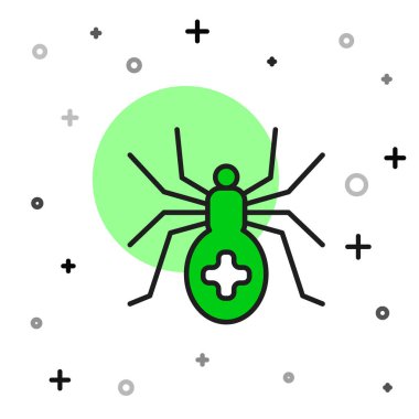 Beyaz arka planda izole edilmiş ana hatlı Örümcek simgesi. Mutlu Cadılar Bayramı Partisi. Vektör.