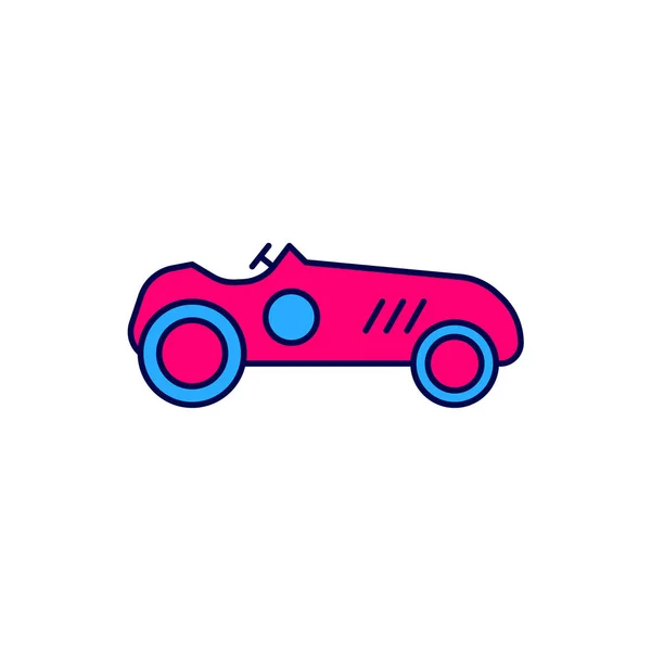 Esquema Rellenado Icono Coche Carreras Deportivo Vintage Aislado Sobre Fondo — Archivo Imágenes Vectoriales