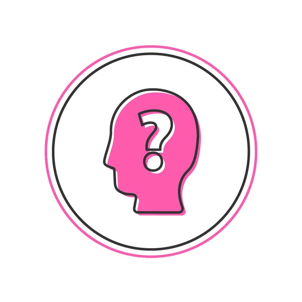 Filled Outline Human Head Question Mark Icon Isolated White Background — 스톡 벡터