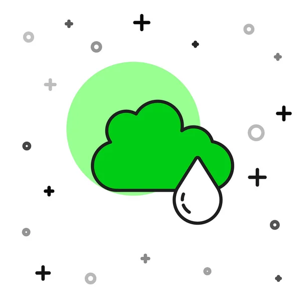Esquema Rellenado Nube Con Icono Lluvia Aislado Sobre Fondo Blanco — Vector de stock