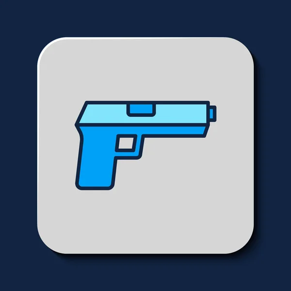 Vyplněný Obrys Pistole Nebo Zbraň Ikona Izolované Modrém Pozadí Policejní — Stockový vektor