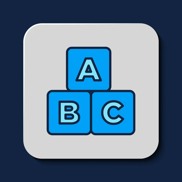 Fylld Skiss Abc Block Ikon Isolerad Blå Bakgrund Alfabetskuber Med — Stock vektor
