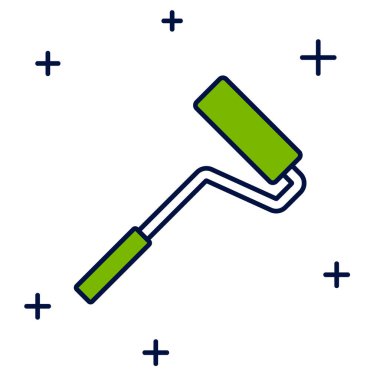 Doldurulmuş ana hatlı boya fırça simgesi beyaz arkaplanda izole edildi. Vektör.