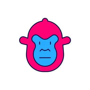 Filled outline Monkey icon isolated on white background. Animal symbol. Vector.