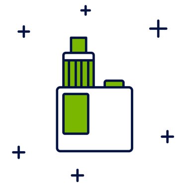 Doldurulmuş Vape mod aygıt simgesi beyaz arkaplanda izole edildi. Tüttürme aleti. Buharlaştırıcı Cihaz. Vektör.