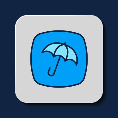 Mavi arkaplanda özet çizilmiş Umbrella simgesi izole edildi. Sigorta konsepti. Su geçirmez ikon. Koruma, güvenlik, güvenlik kavramı. Vektör.