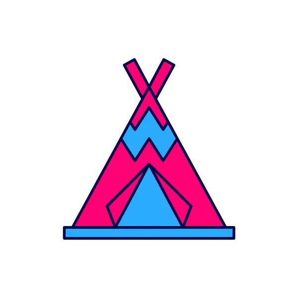 Filled Outline Traditional Indian Teepee Wigwam Icon Isolated White Background — 图库矢量图片