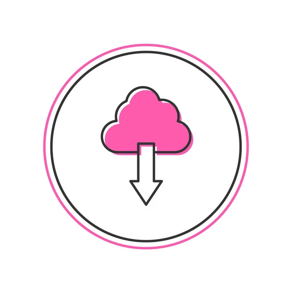 Filled Outline Cloud Download Icon Isolated White Background Vector — Archivo Imágenes Vectoriales