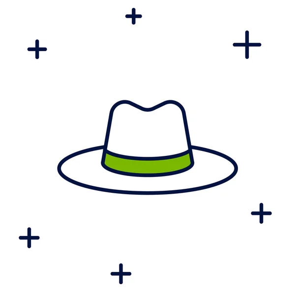 Filled Outline Man Hat Ribbon Icon Isolated White Background Vector — Stok Vektör