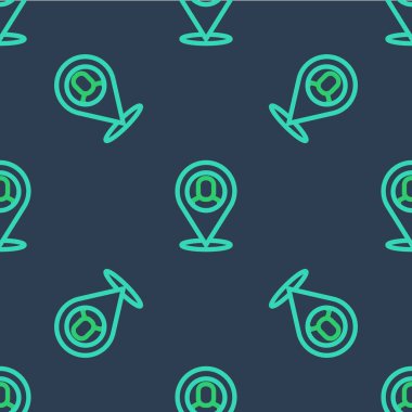 Satır İşçisi konumu simgesi mavi arkaplanda izole edilmiş pürüzsüz desen. Vektör.