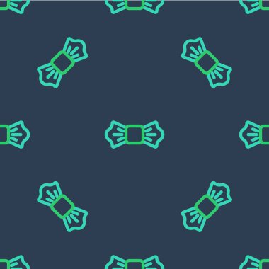Line Bow tie icon isolated seamless pattern on blue background. Vector.