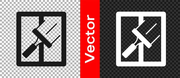 Услуга Черная Уборка Резиновым Очистителем Окон Выделена Прозрачном Фоне Скребок — стоковый вектор