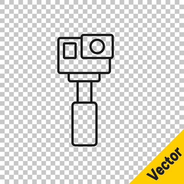 Schwarze Linie Action Extreme Kamera Symbol Isoliert Auf Transparentem Hintergrund — Stockvektor