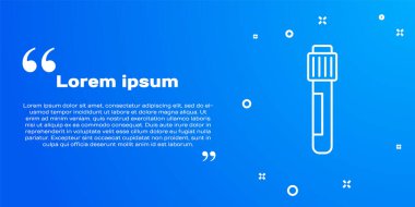 Mavi arka planda beyaz çizgi test tüpü ve kimyasal test ikonu izole edildi. Laboratuvar cam levhası. Vektör.