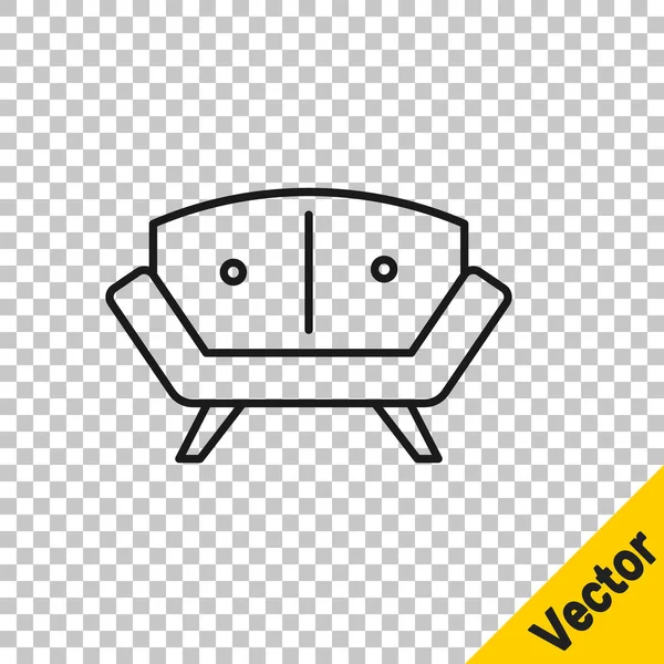 Schwarze Linie Sofa Symbol Isoliert Auf Transparentem Hintergrund Vektor — Stockvektor