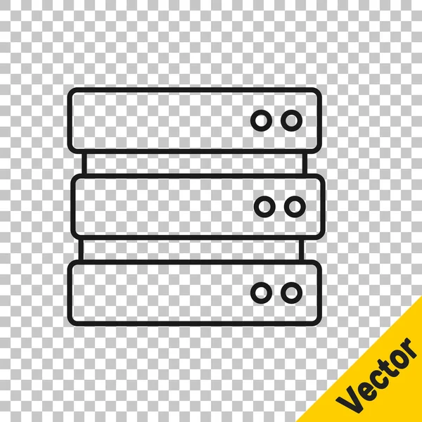 Servidor Línea Negra Datos Web Hosting Icono Aislado Fondo Transparente — Vector de stock