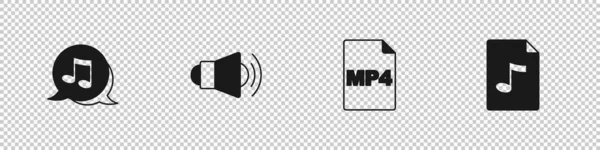 音楽ノートトーンを設定するメガホンMp4ファイルのドキュメントとMp3アイコン ベクトル — ストックベクタ