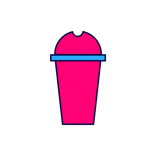 Γεμάτο Περίγραμμα Εικονίδιο Milkshake Απομονωμένο Λευκό Φόντο Πλαστικό Κύπελλο Καπάκι — Διανυσματικό Αρχείο
