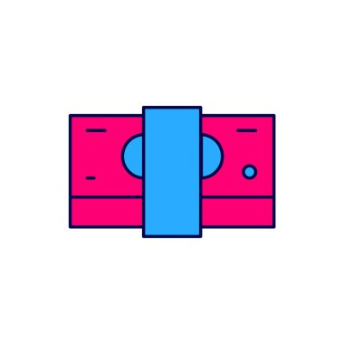 Doldurulmuş kağıt yığınları para para ikonu beyaz arka planda izole. Para desteleri. Para birimi. Vektör.