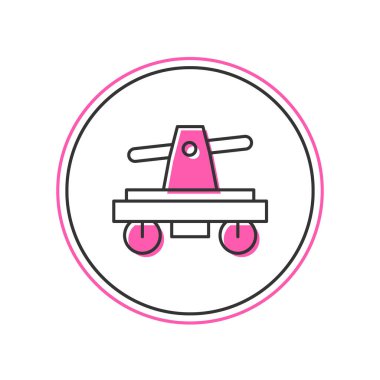 Doldurulmuş Draisine el arabası tren yolu taşımacılığı simgesi beyaz arkaplanda izole edildi. Vektör.