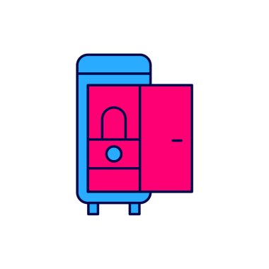 Beyaz arka planda izole edilmiş, tren vagonundaki tuvaleti doldurmuş. Vektör.