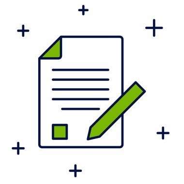 Beyaz arkaplanda izole edilmiş silgi simgesiyle doldurulmuş taslak sınav kağıdı ve kalem. Sınav kağıdı, sınav ya da araştırma konsepti. Sınav ya da sınav. Vektör.