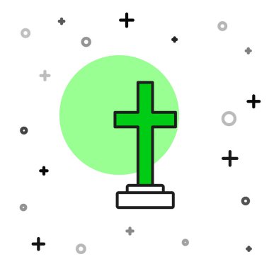 Filled outline Grave with cross icon isolated on white background. Vector.