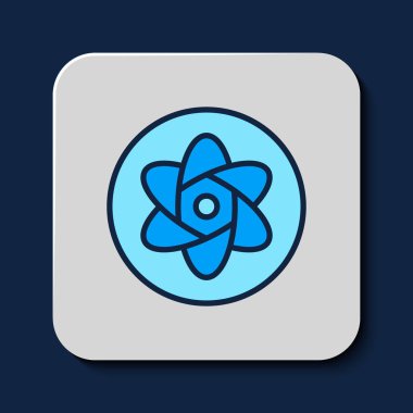 Filled outline Test tube and flask chemical laboratory test icon isolated on blue background. Laboratory glassware sign. Vector.