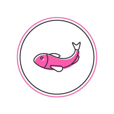 Beyaz arka planda izole edilmiş ana hatlı kurutulmuş balık ikonu. Vektör.