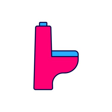 Beyaz arka planda izole edilmiş ana hatlı tuvalet klozeti ikonu. Vektör.