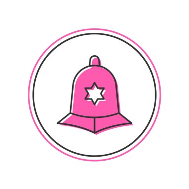 Filled outline British police helmet icon isolated on white background. Vector.