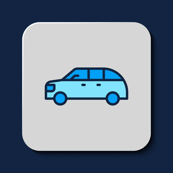 Filled Outline Hatchback Car Icon Isolated Blue Background Vector — Stock Vector