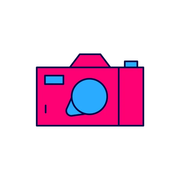 Filled Outline Photo Camera Icon Isolated White Background Foto Camera — 스톡 벡터