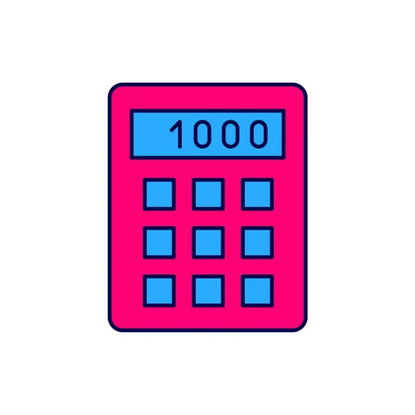 Wypełniony Zarys Kalkulator Ikona Izolować Biały Tło Symbol Księgowości Obliczenia — Wektor stockowy