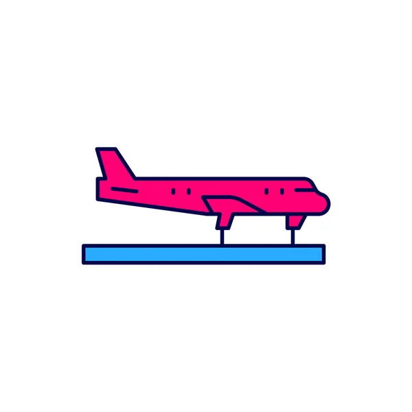 Filled Outline Plane Icon Isolated White Background Flying Airplane Icon — Vector de stock