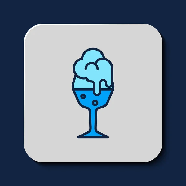 Filled Outline Glass Beer Icon Isolated Blue Background Vector — Stockvektor