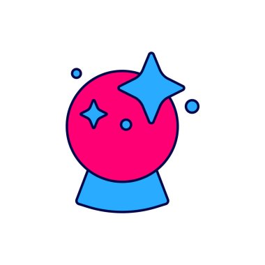 Doldurulmuş sihirli top simgesi beyaz arkaplanda izole edildi. Kristal küre. Vektör.