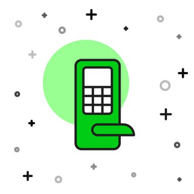 Filled outline Digital door lock with wireless technology for unlock icon isolated on white background. Door handle sign. Security smart home. Vector.