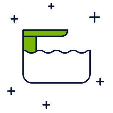 Beyaz arkaplanda izole edilmiş ana hatlı dalış tahtası veya sıçrama tahtası simgesi. Vektör.