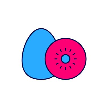 Filled outline Kiwi fruit icon isolated on white background. Vector.