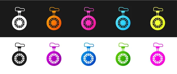 Defina Unicycle Ícone Bicicleta Roda Isolado Fundo Preto Branco Bicicleta — Vetor de Stock