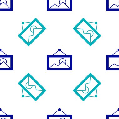 Mavi Resim simgesi beyaz arkaplanda izole edilmiş kusursuz desen. Vektör.