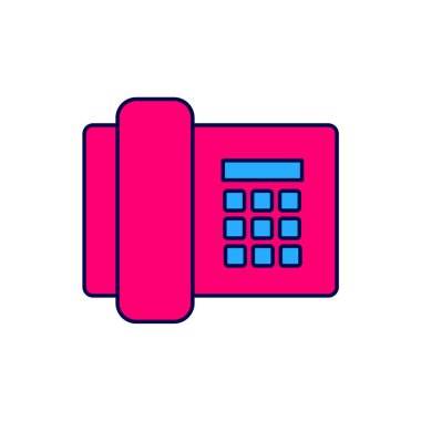 Filled outline Telephone icon isolated on white background. Landline phone. Vector.